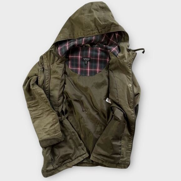 Topshop Duke Hooded Jacket in Army Green Women’s Size 12 - Picture 9 of 9